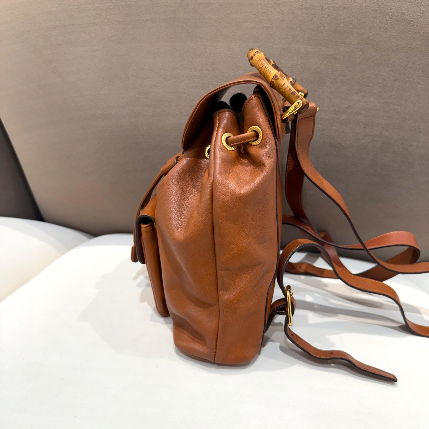Gucci Vintage Bamboo Brown Leather Mini Backpack
