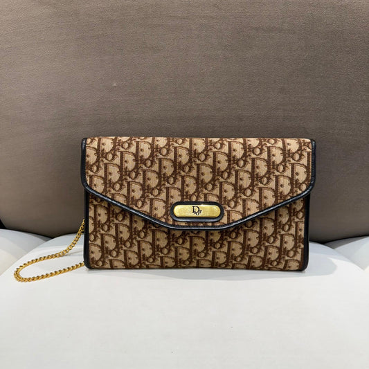Christian Dior Vintage Trotter Monogram Canvas Chain Shoulder Bag