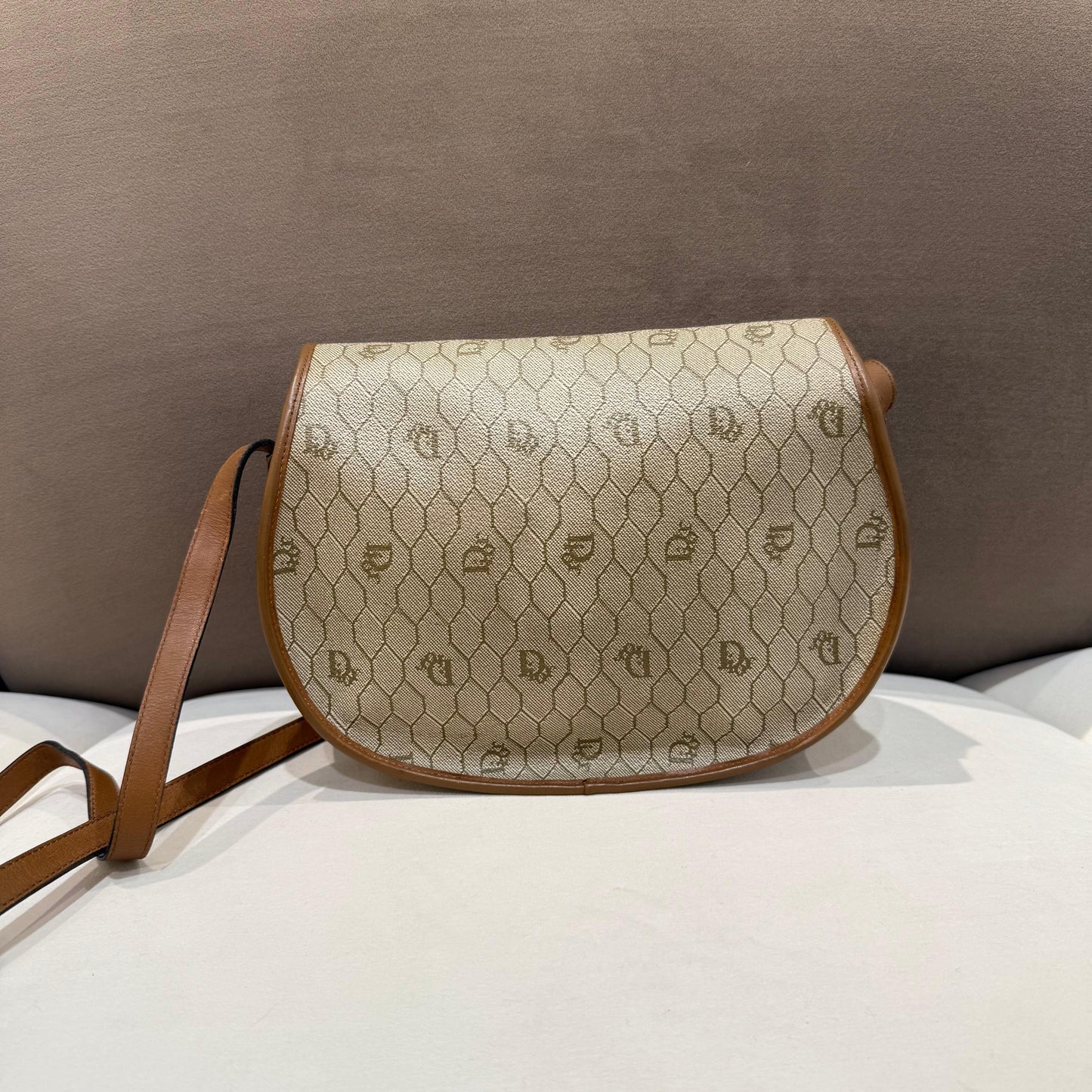 Christian Dior Vintage Brown Monogram Pvc Saddle Shoulder Bag