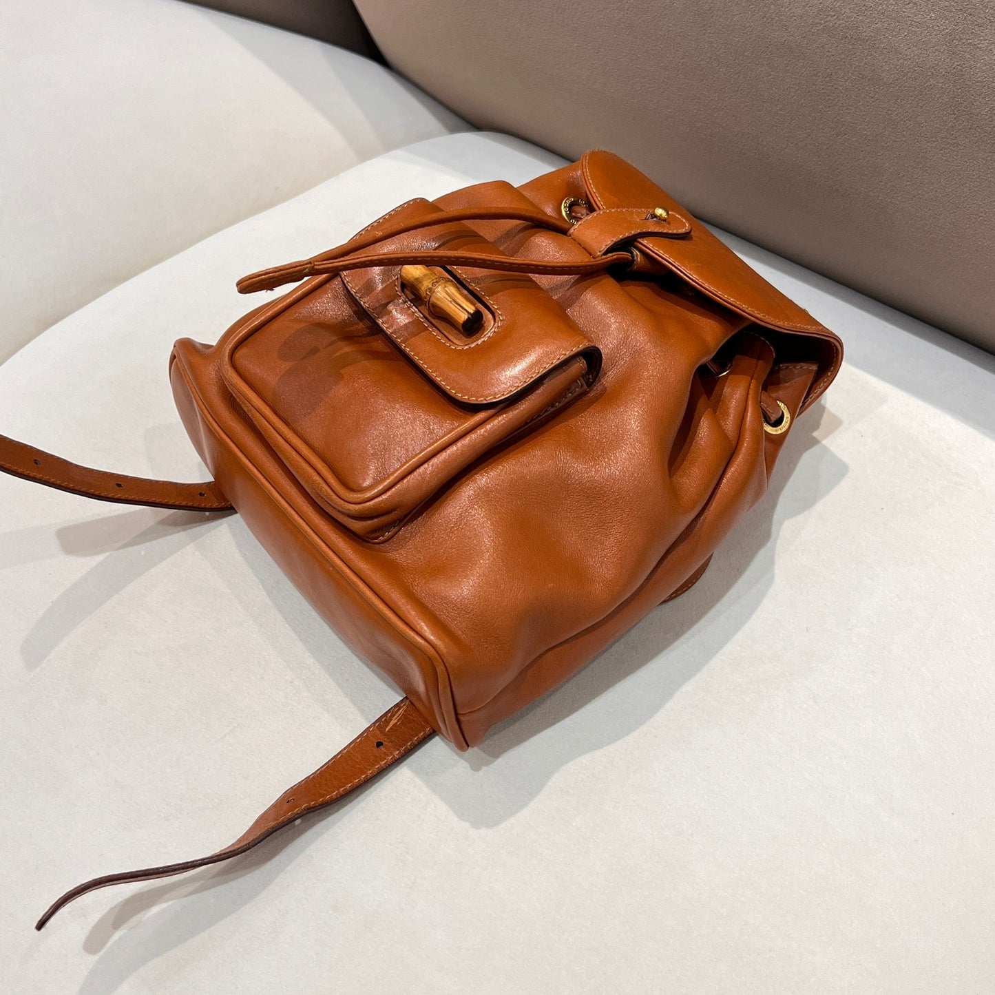 Gucci Vintage Mini Bamboo Leather Backpack
