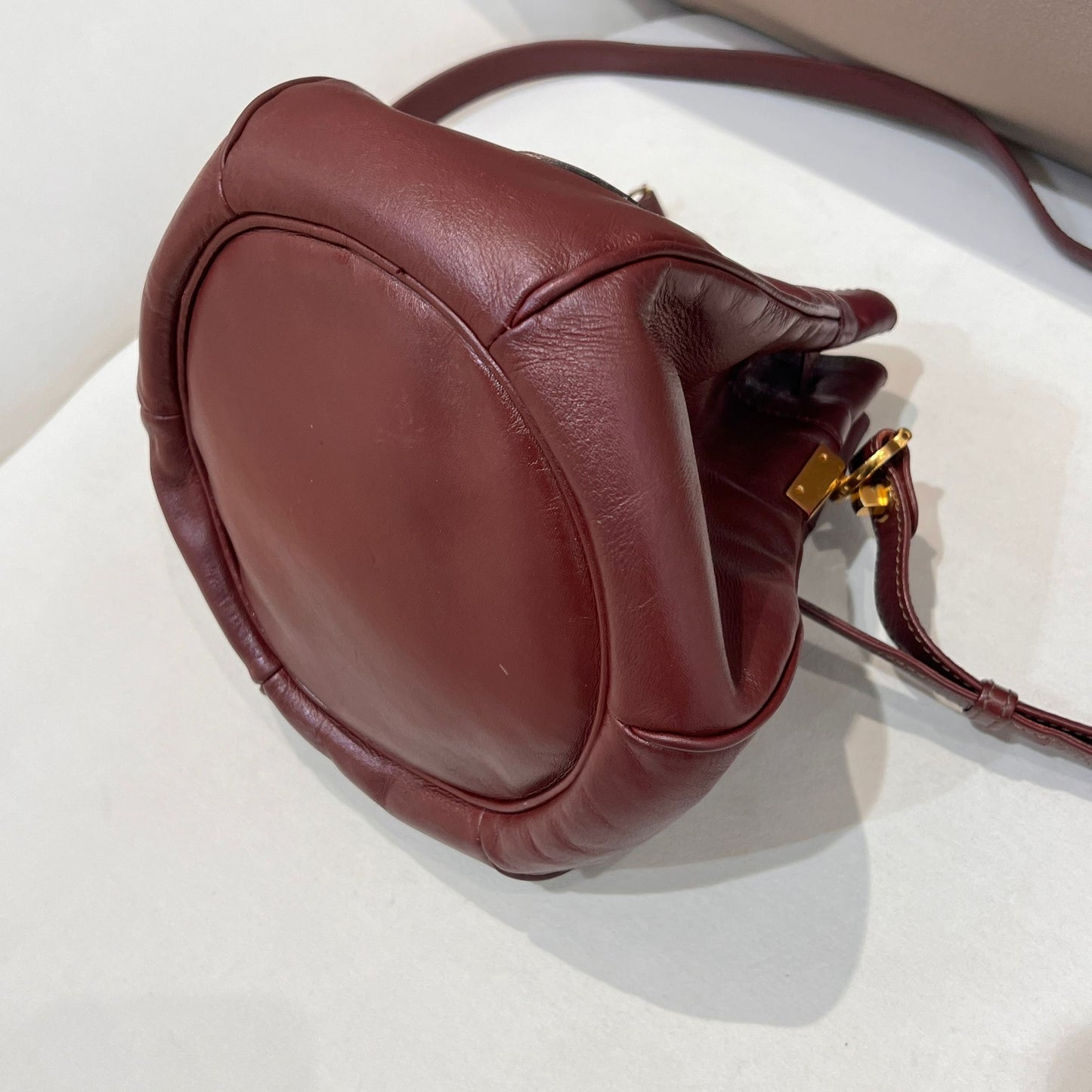 Cartier Vintage Brown Leather Drawstring Shoulder Bag