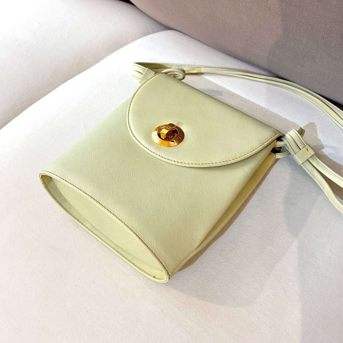 Givenchy Vintage Pastel Mint Green Leather Gold Medallion Shoulder Bag