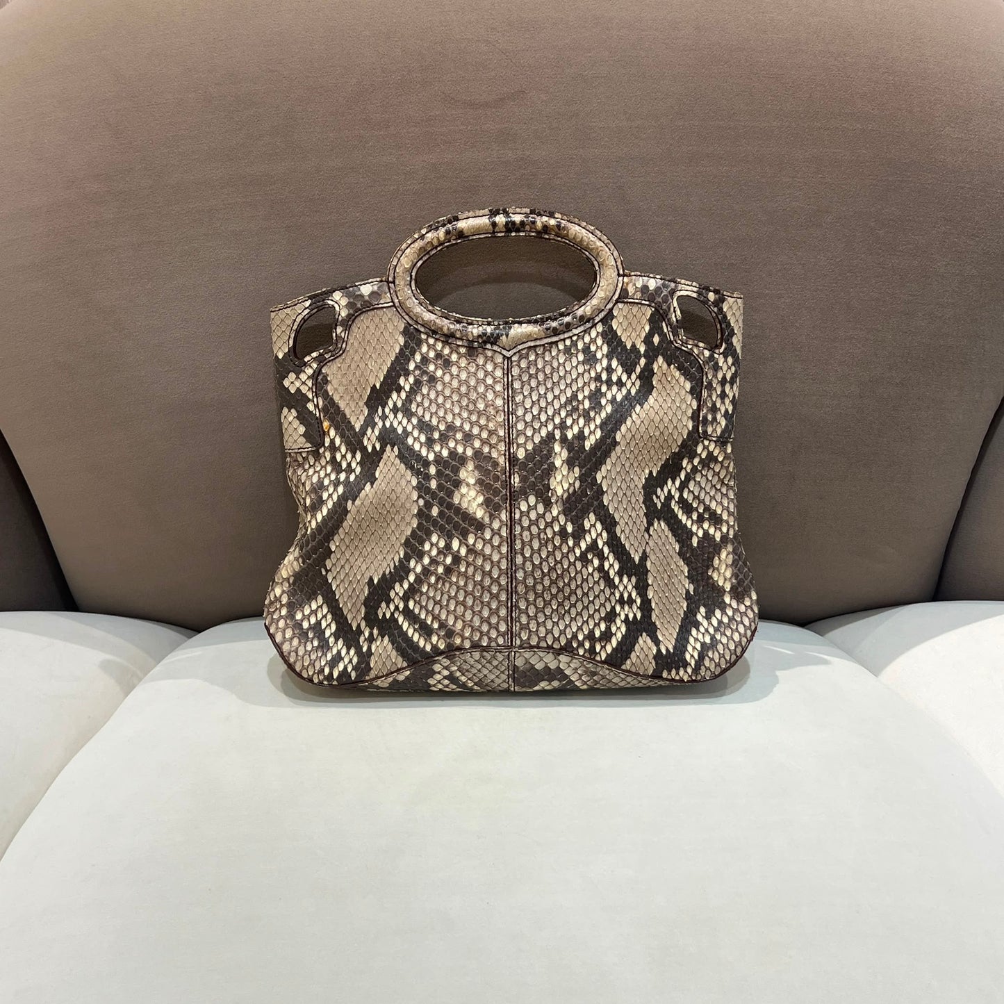 Cartier Marcello Vintage Python Leather Top Handle Handbag