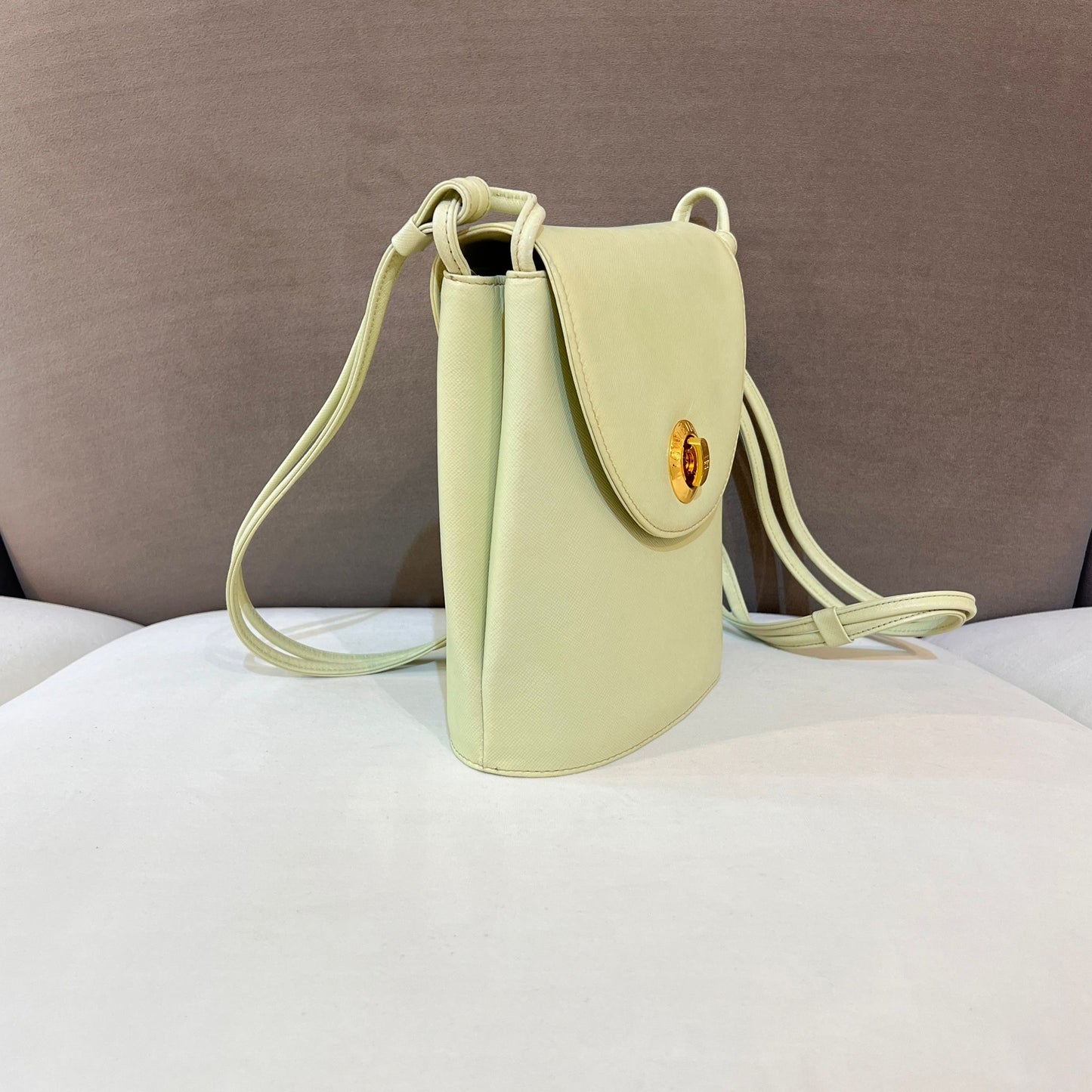 Givenchy Vintage Pastel Mint Green Leather Gold Medallion Shoulder Bag