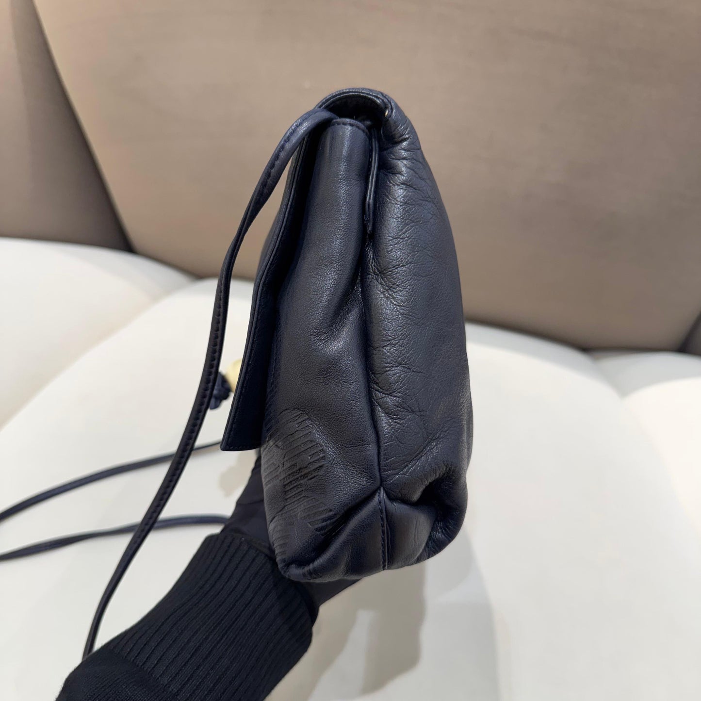 Loewe Vintage Anagram Nappa Leather Navy Shoulder Bag