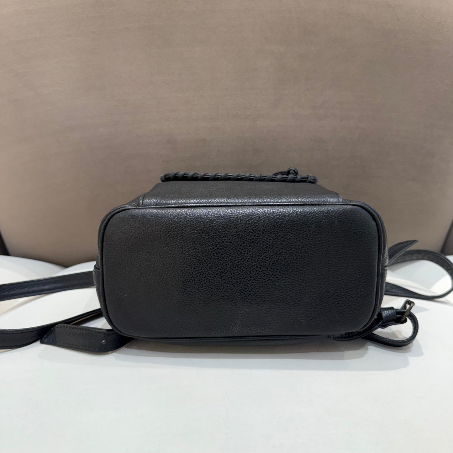 Yves Saint Laurent Vintage Black Leather Drawstring Backpack