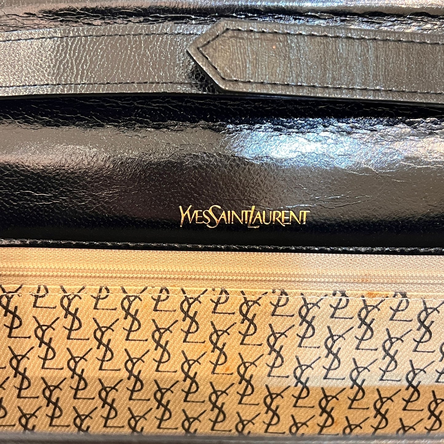 Yves Saint Laurent Vintage Lizard Embossed Leather Flap Shoulder Bag