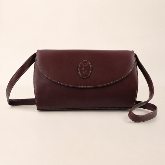 Cartier Must de Cartier vintage Bordeaux leather shoulder bag, front view