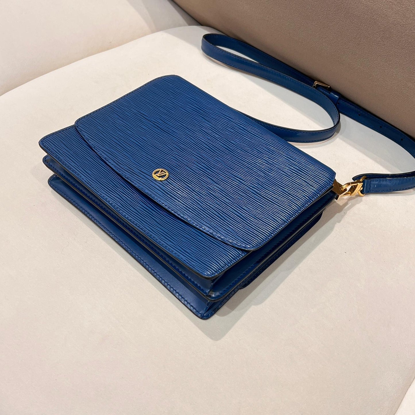 Louis Vuitton Vintage Epi Grenelle Blue Structured Shoulder Bag