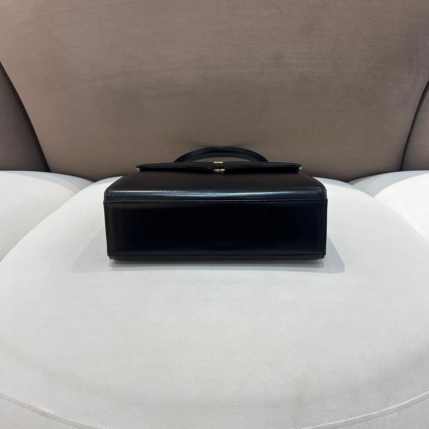 Givenchy Vintage Black Leather Structured Top Handle Handbag