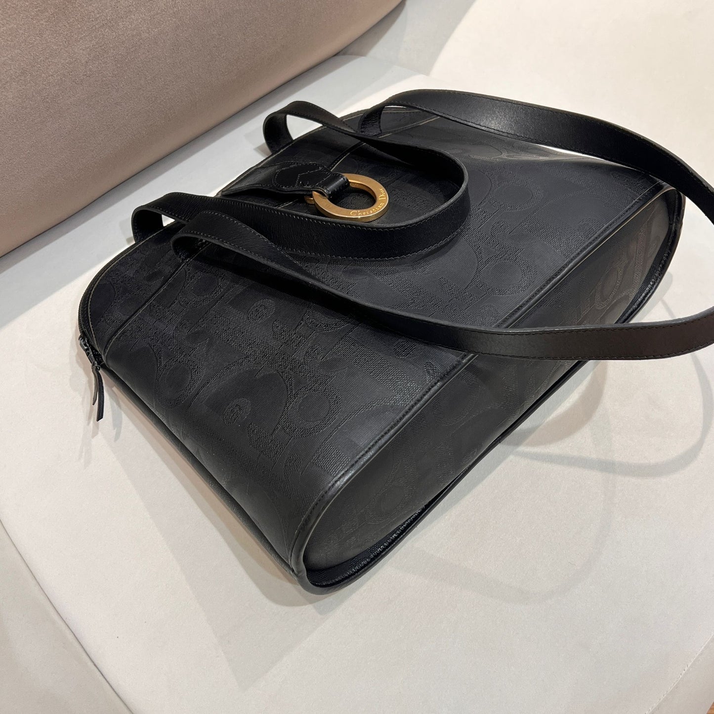 Christian Dior Vintage Black Trotter Pvc Tote Bag