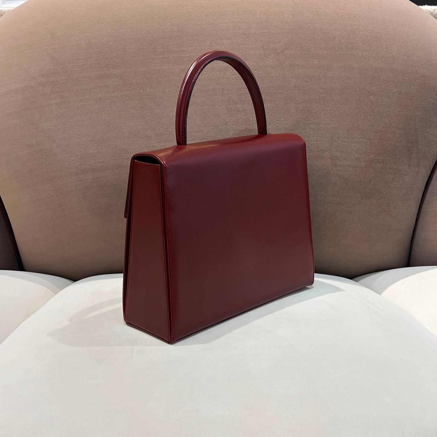 Cartier Vintage Must De Cartier Bordeaux Leather Top Handle Handbag