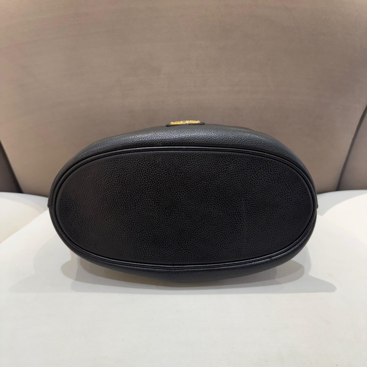 Burberry London Vintage Black Leather Nova Check Drawstring Shoulder Bag