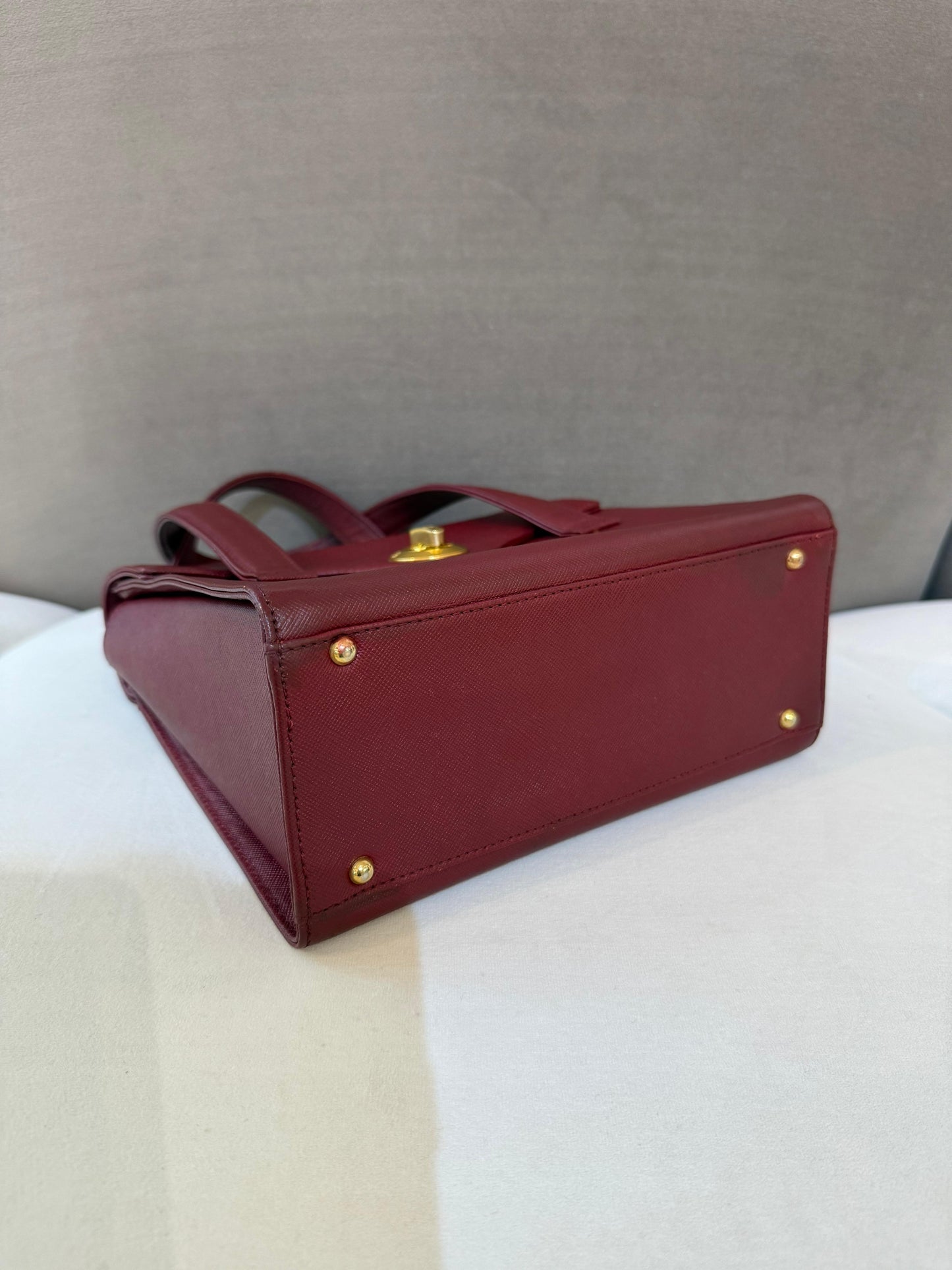 Givenchy Vintage Turn Lock Bordeaux Red Leather Handbag