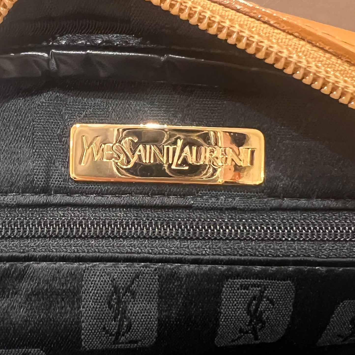 Yves Saint Laurent Vintage Textured Leather Navy Oval Crossbody Shoulder Bag