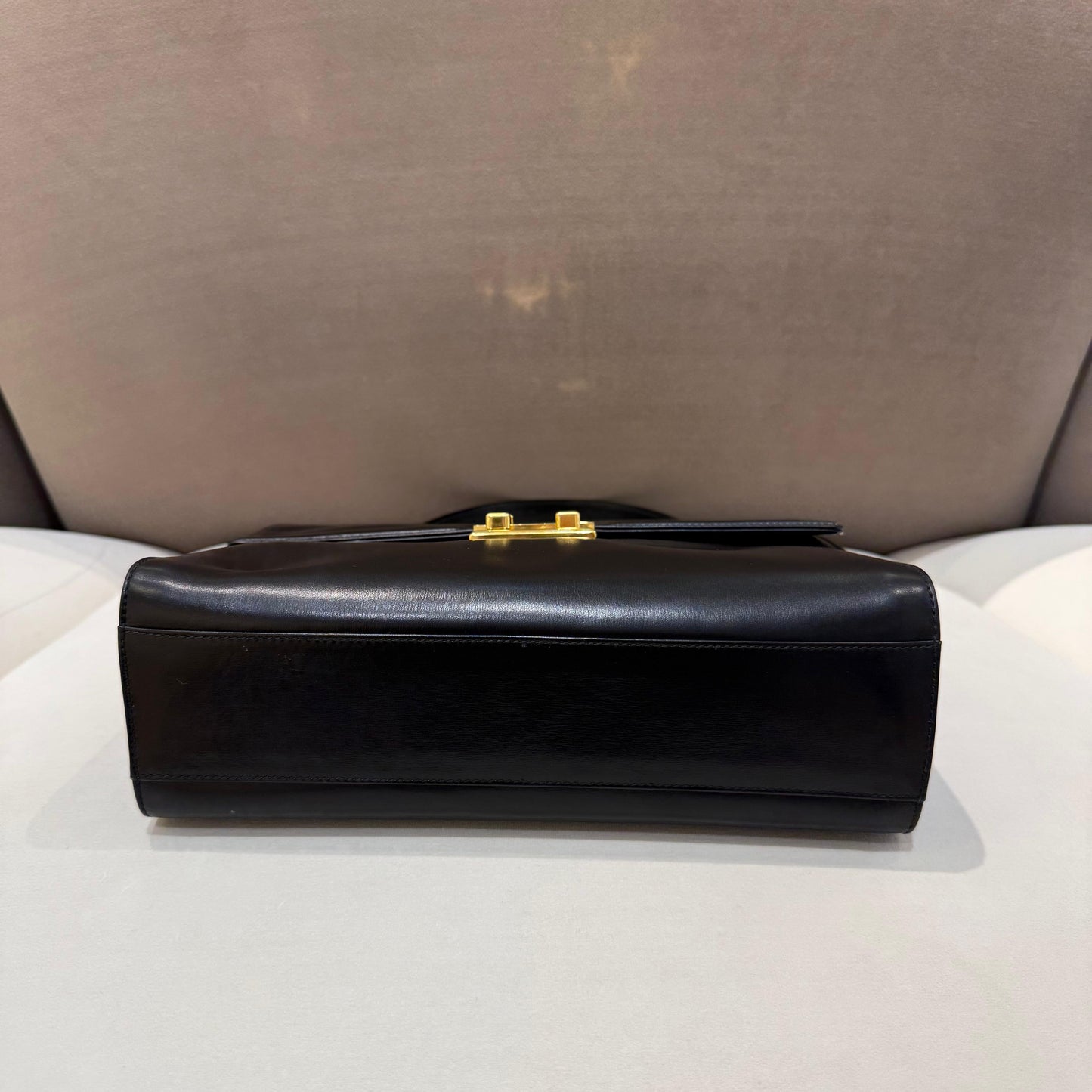 Gucci Vintage Black Leather Top Handle Formal Handbag
