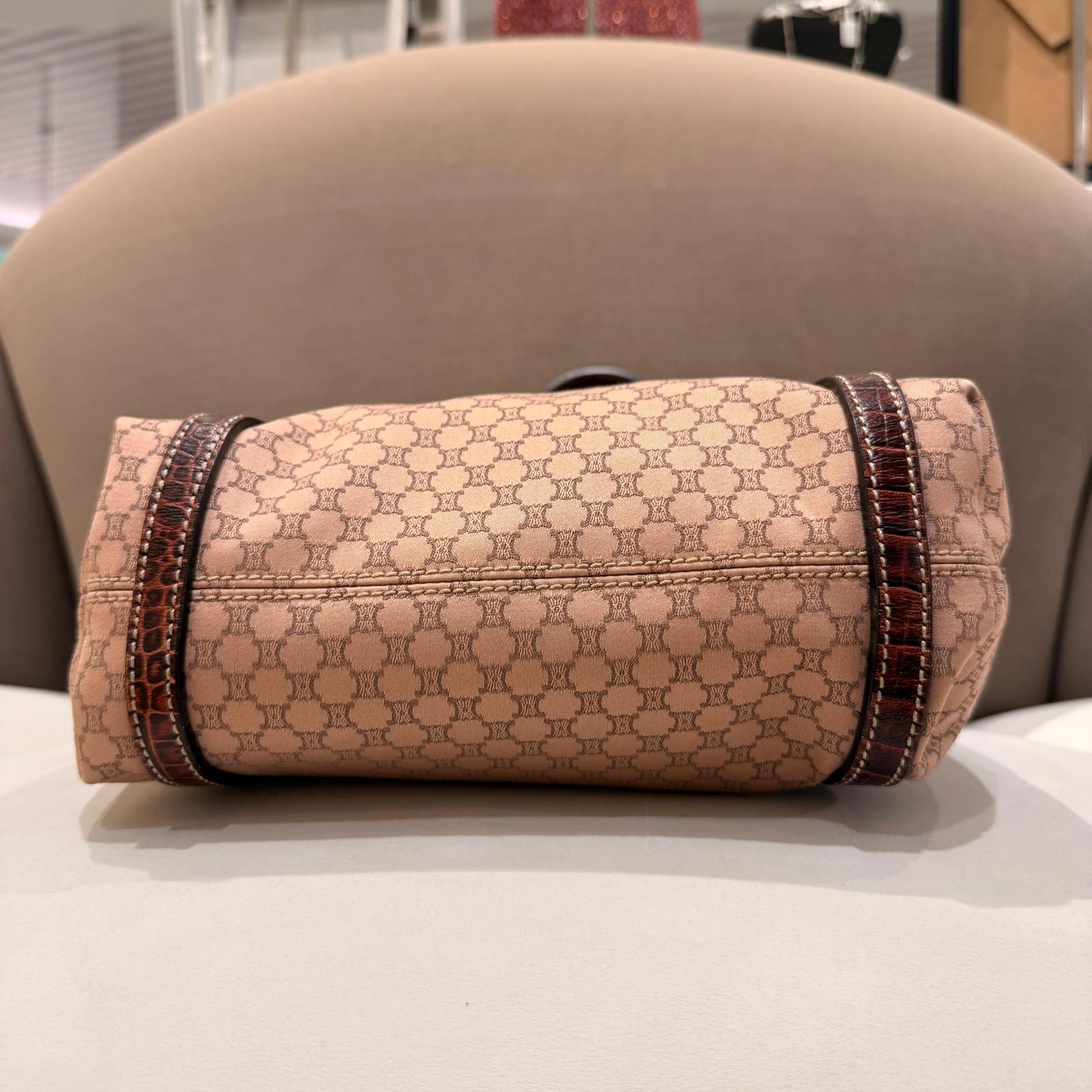 CELINE vintage dusty pink monogram tote bag, bottom view