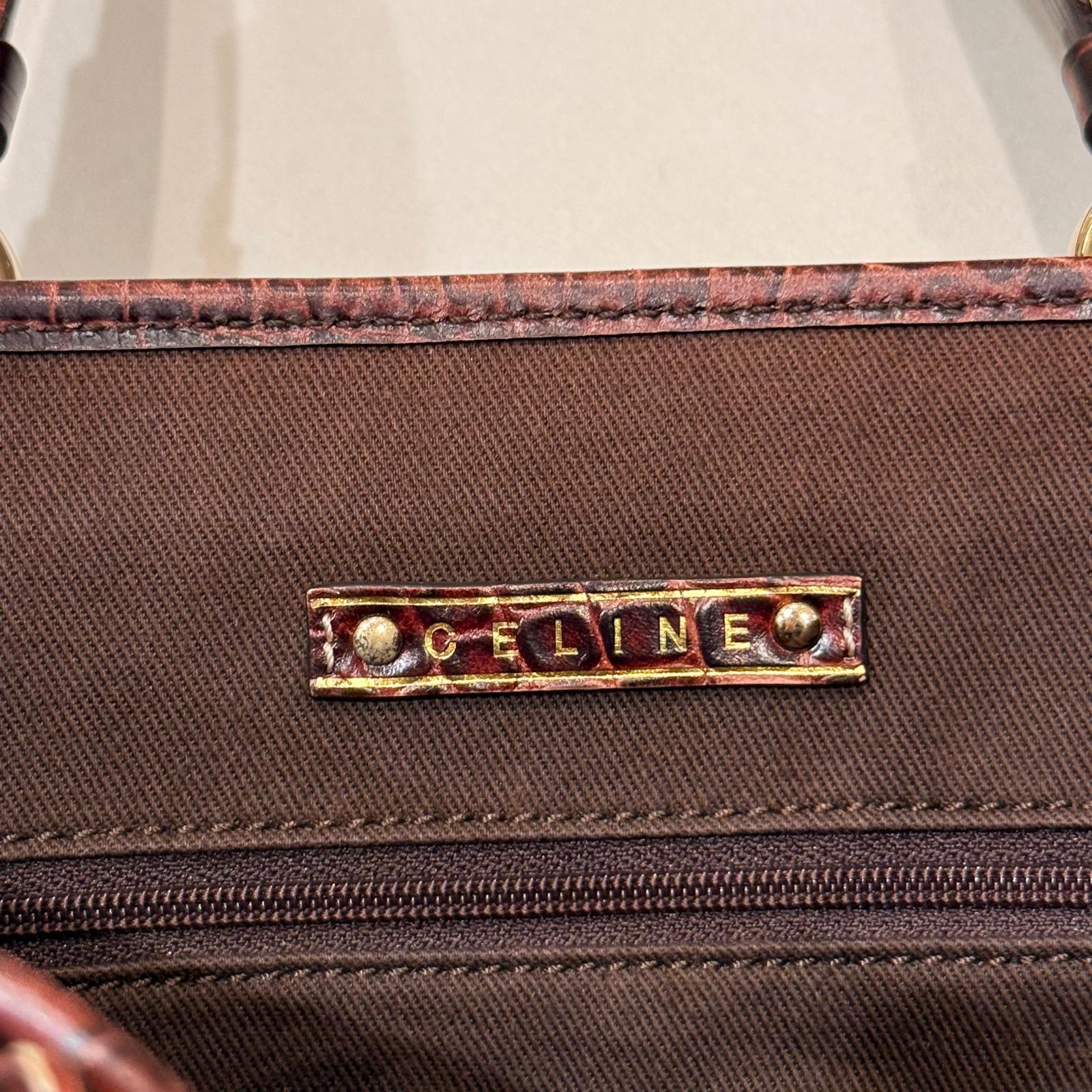 CELINE vintage tote bag interior logo plaque detail