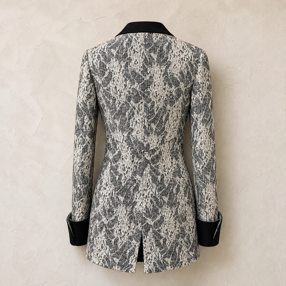 Chanel Paris À Rome Monochrome Lace Cropped Jacket Size 40 - back view