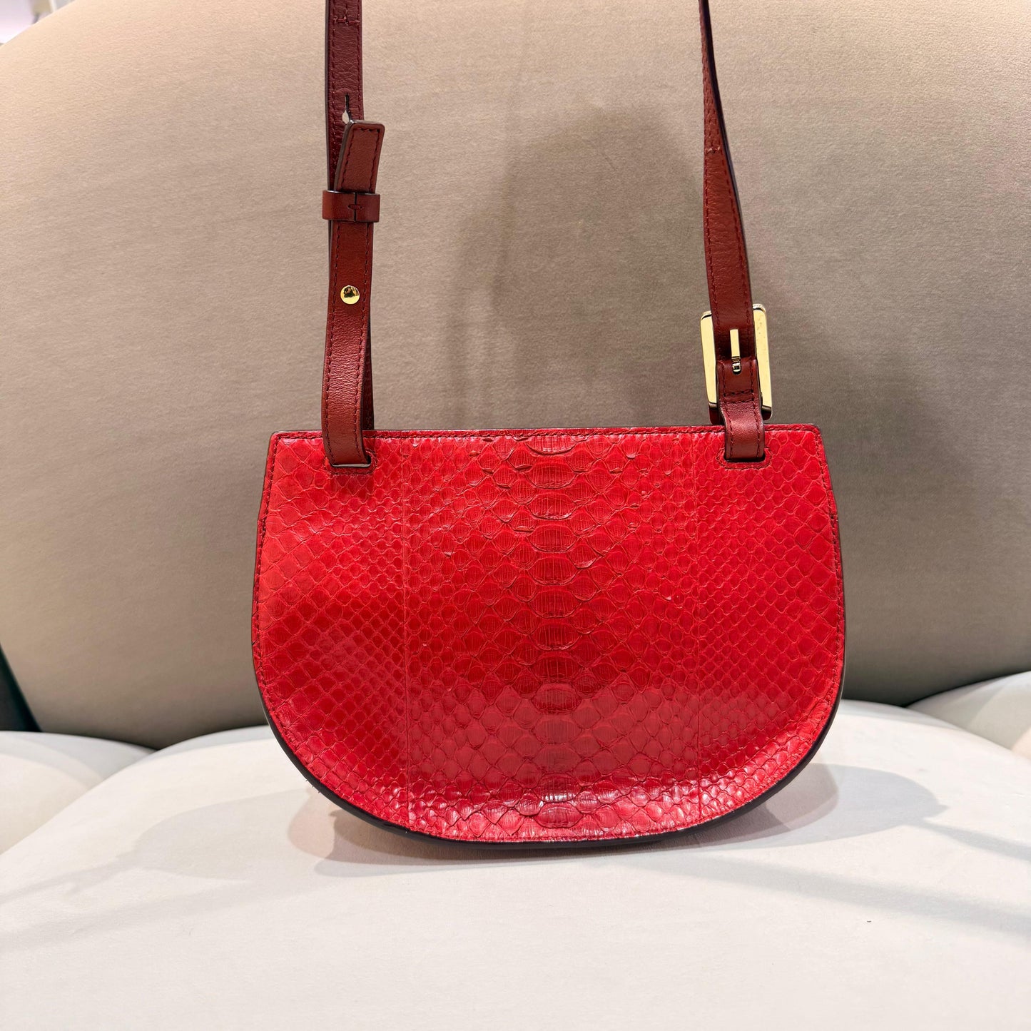 Chloé Georgia Mini red python leather shoulder bag – back view