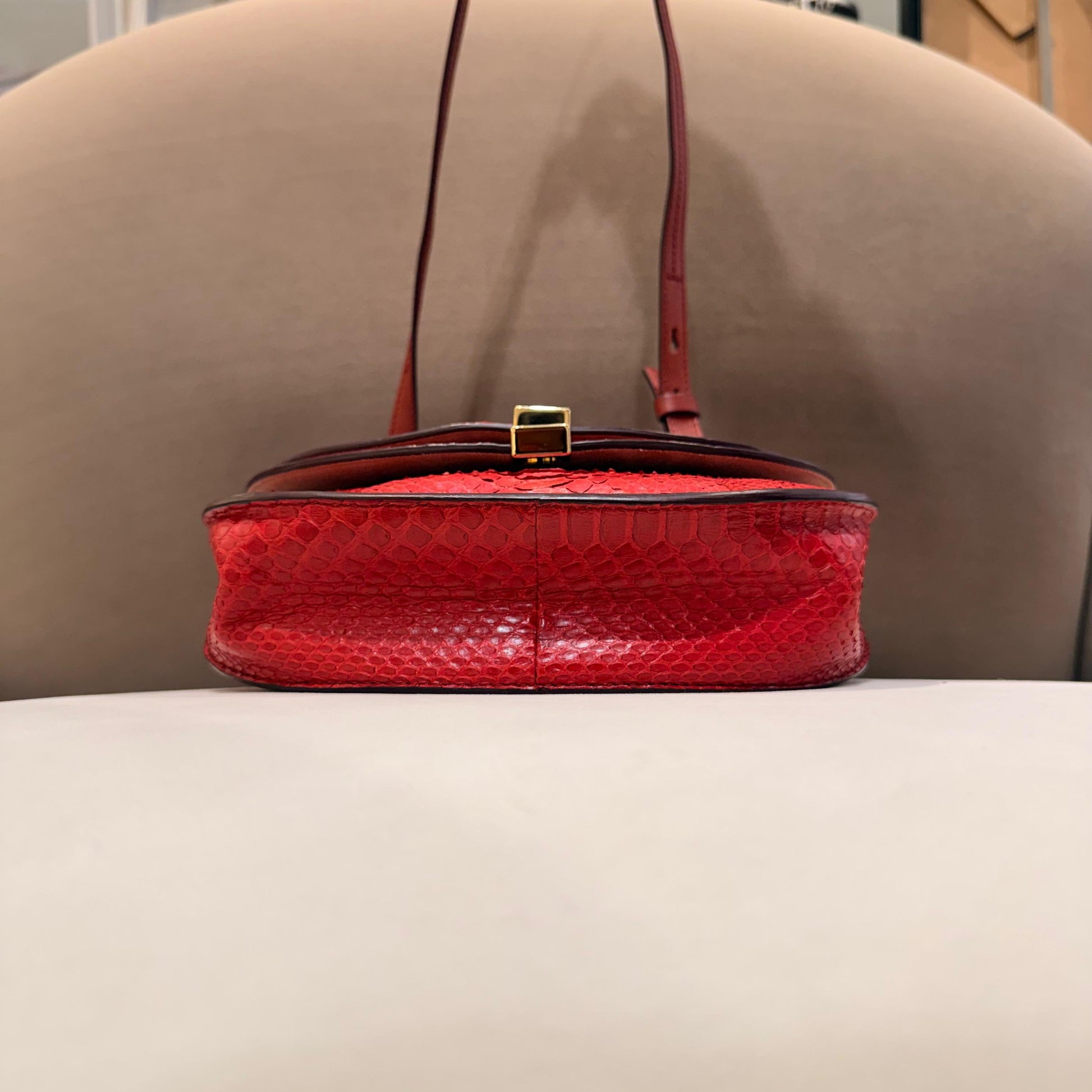Chloé Georgia Mini red python leather shoulder bag – base view