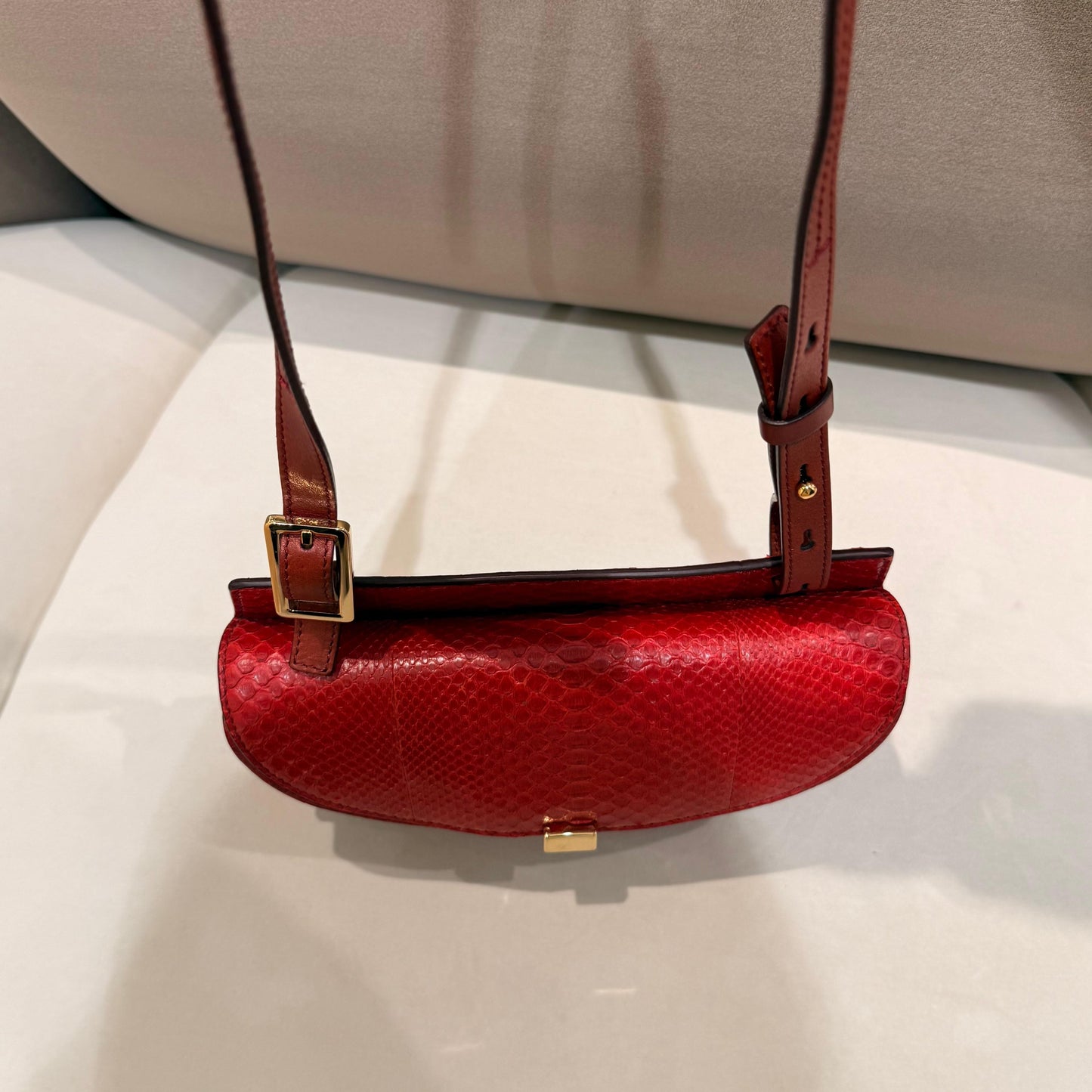Chloé Georgia Mini red python leather shoulder bag – strap and gold-tone hardware