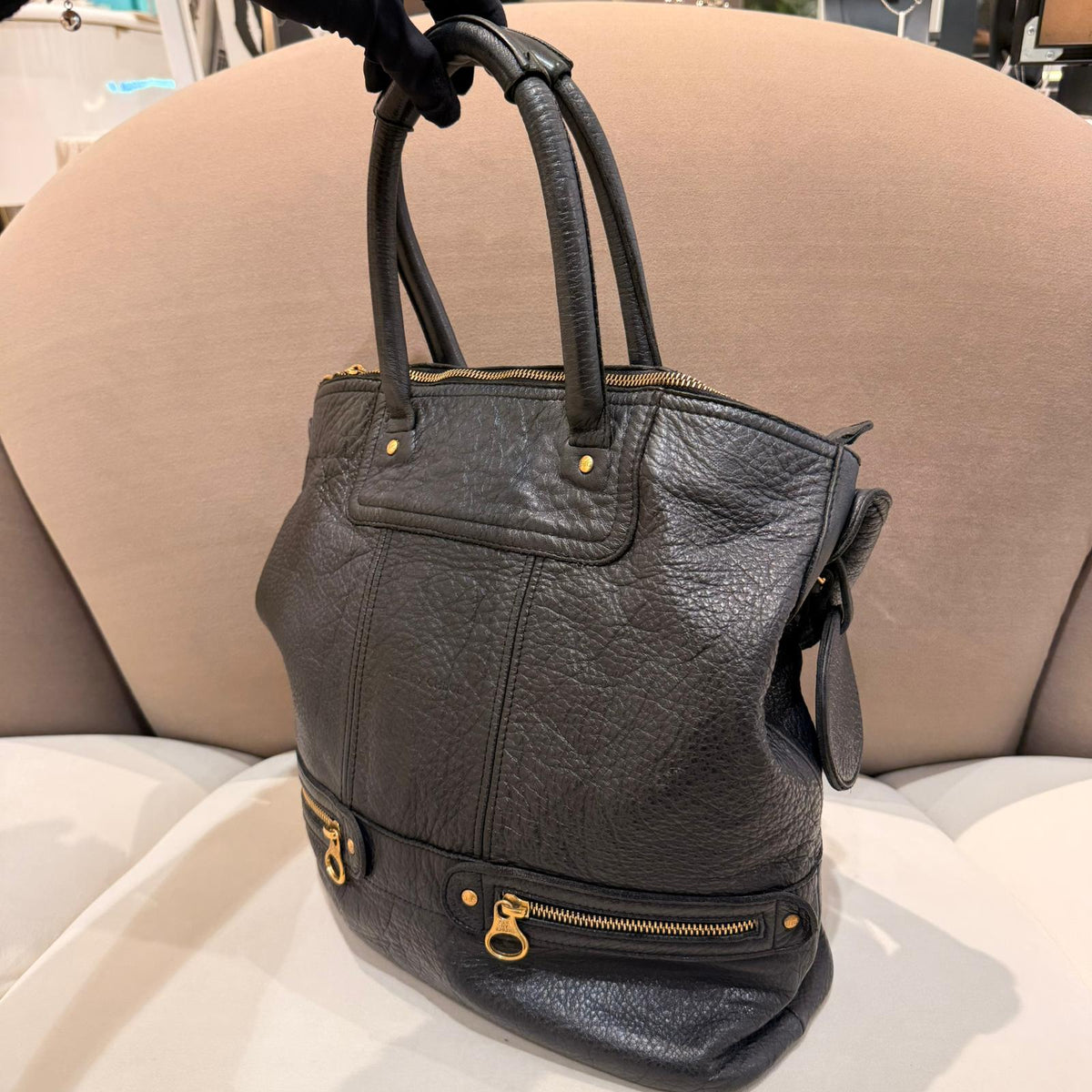 Chloé Vintage Black Pebbled Leather 2-Way Shoulder Bag – detail view 10
