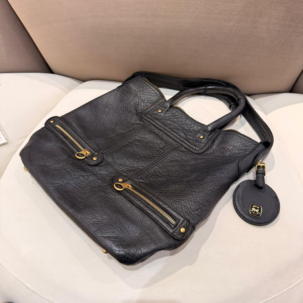 Chloé Vintage Black Pebbled Leather 2-Way Shoulder Bag – detail view 2