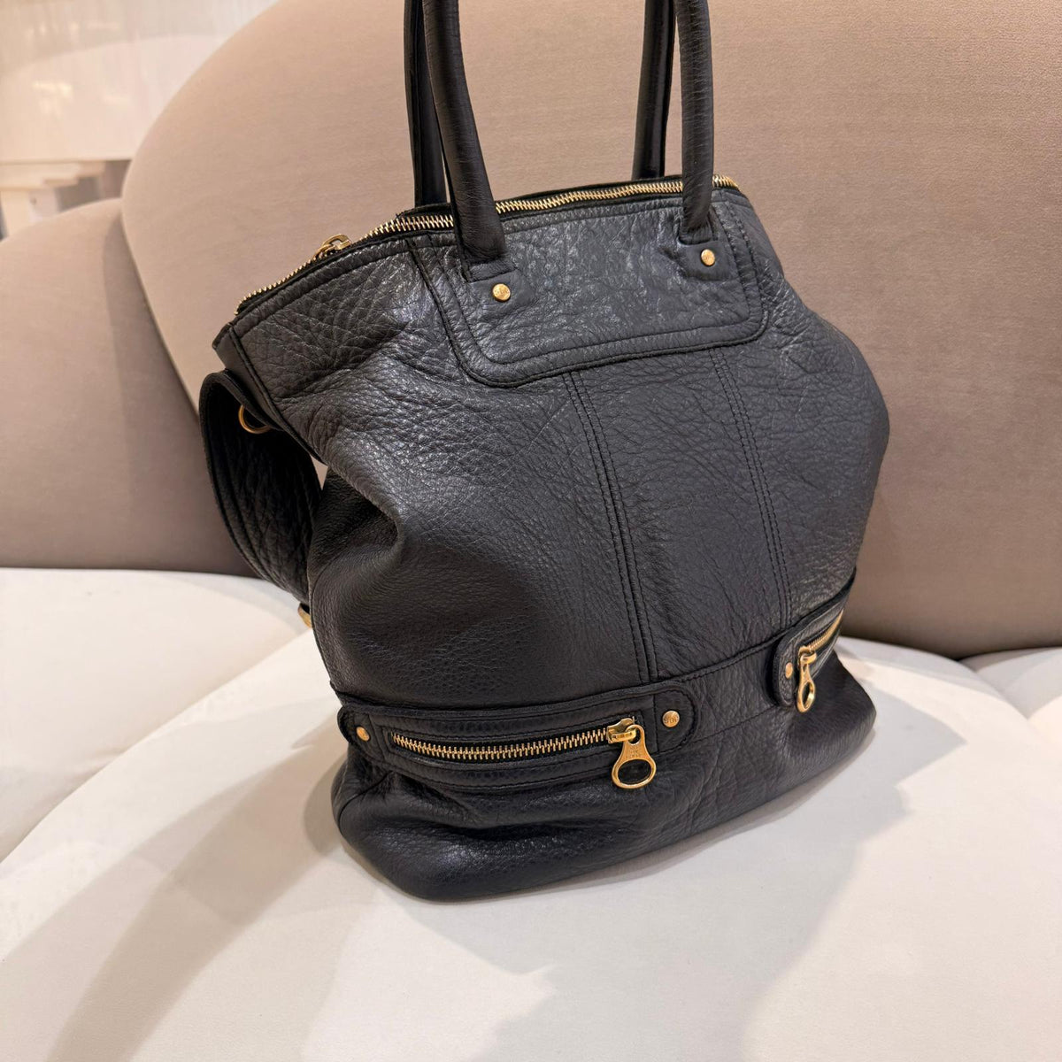 Chloé Vintage Black Pebbled Leather 2-Way Shoulder Bag – detail view 7