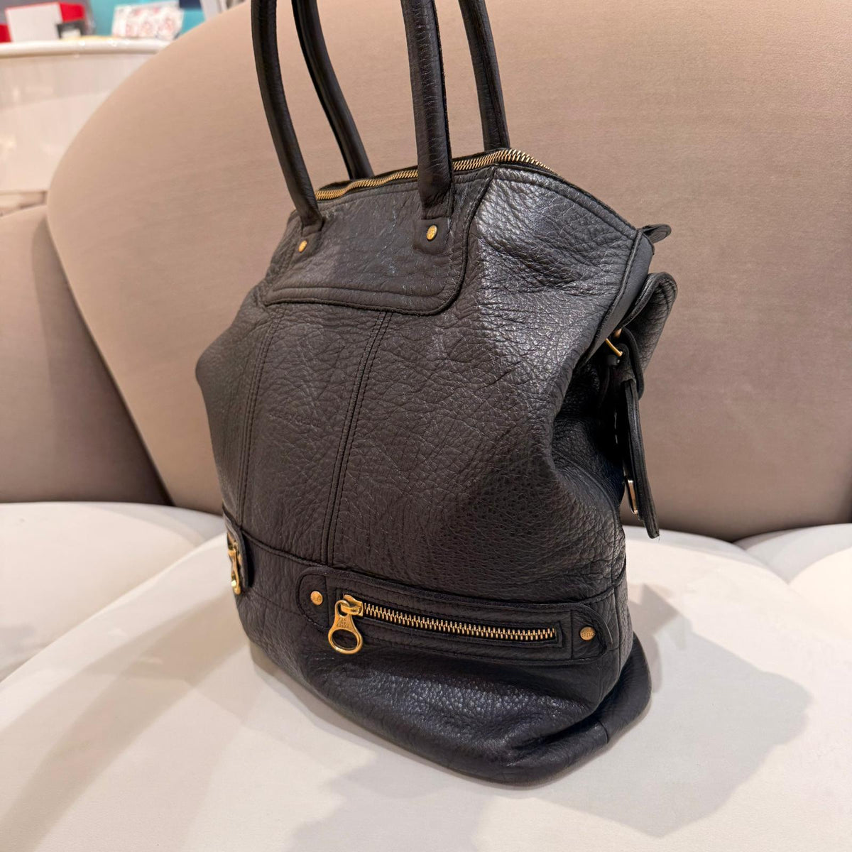 Chloé Vintage Black Pebbled Leather 2-Way Shoulder Bag – detail view 8