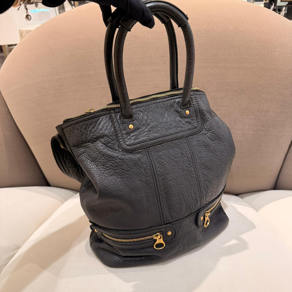 Chloé Vintage Black Pebbled Leather 2-Way Shoulder Bag – detail view 9