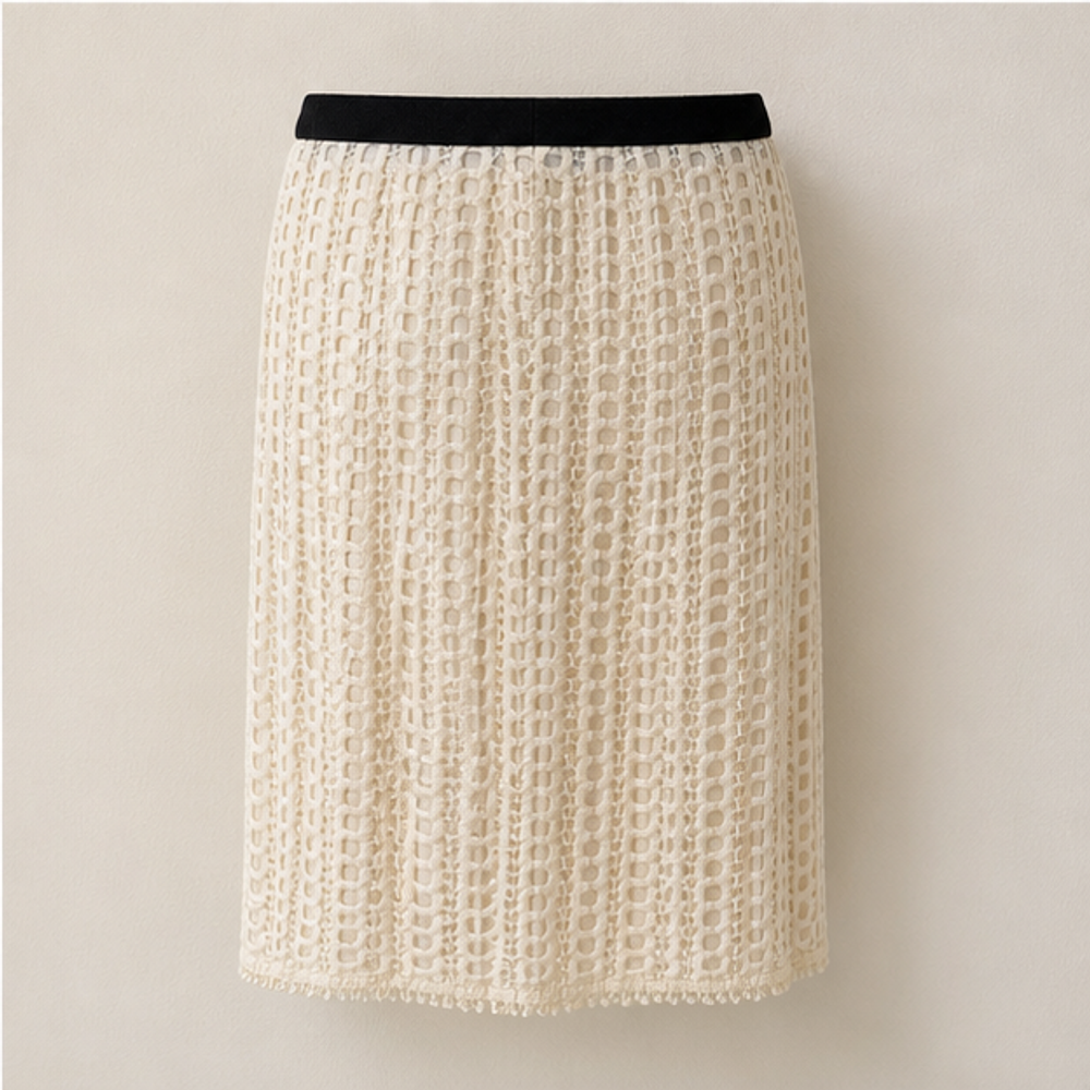 Chloe vintage cream cotton lace skirt back view
