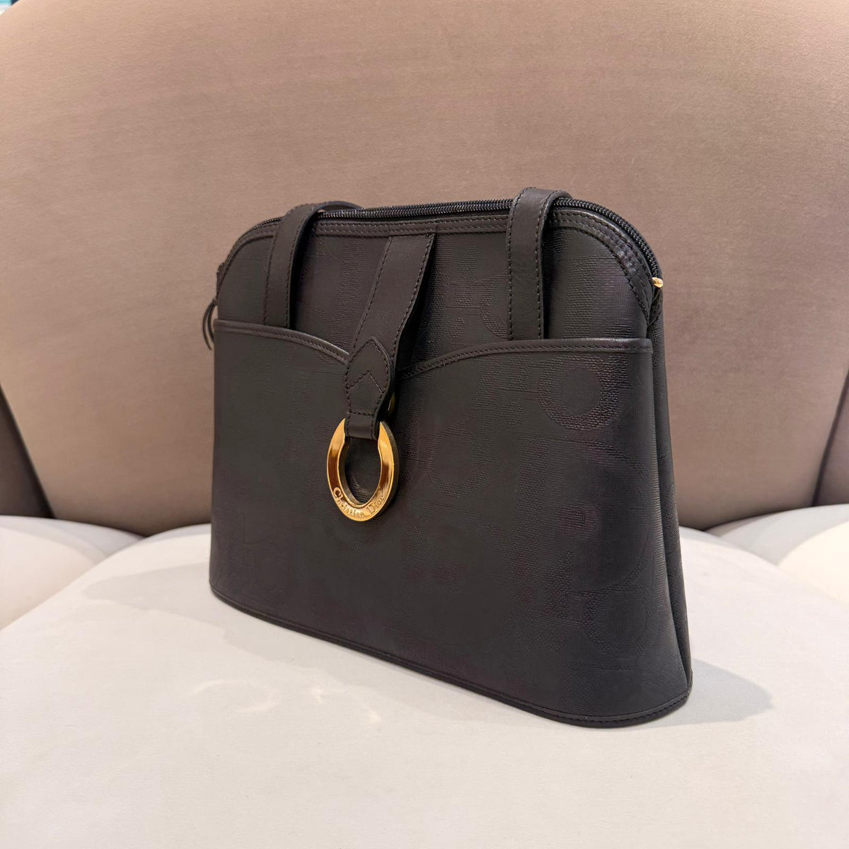 Christian Dior Vintage Black Trotter Jacquard Tote Bag – detail view 7