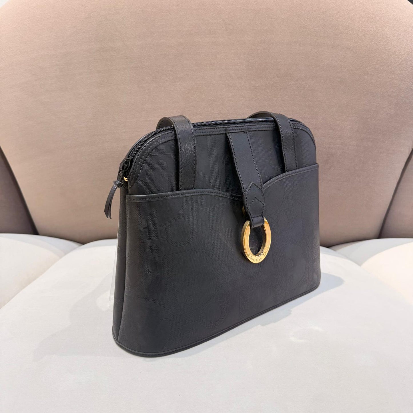 Christian Dior Vintage Black Trotter Jacquard Tote Bag – detail view 8