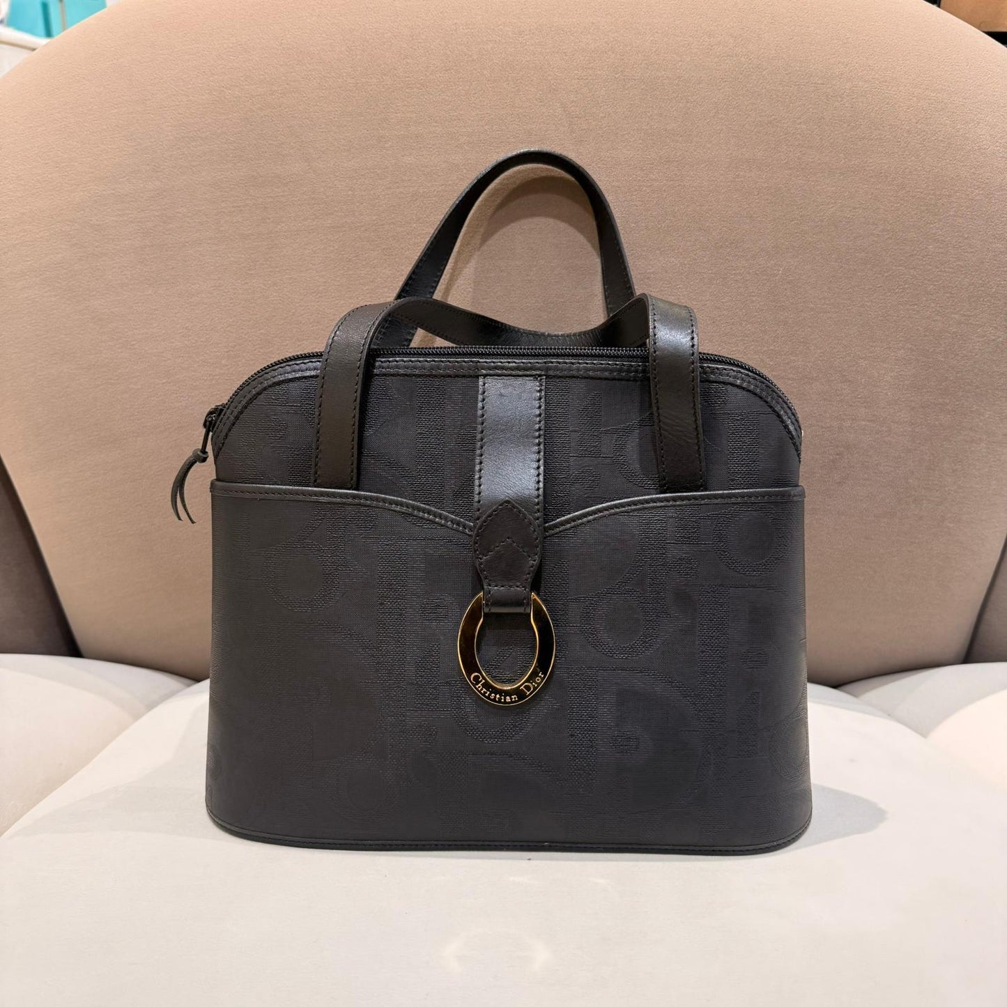 Christian Dior Vintage Black Trotter Jacquard Tote Bag – detail view 9