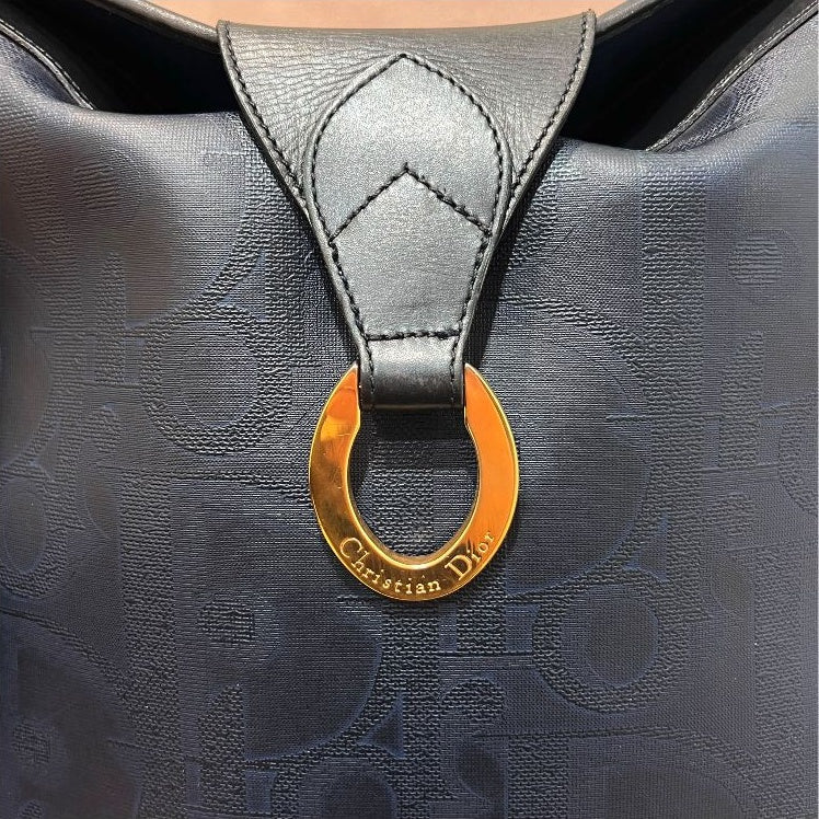 Christian Dior Vintage navy and black gold ring shoulder bag – additional view 05
