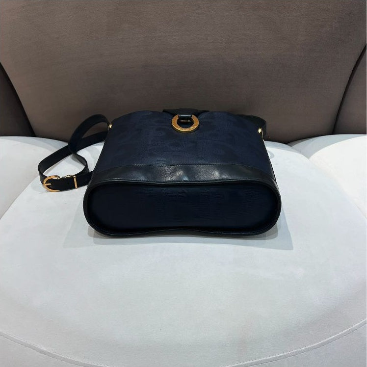 Christian Dior Vintage navy and black gold ring shoulder bag – additional view 06