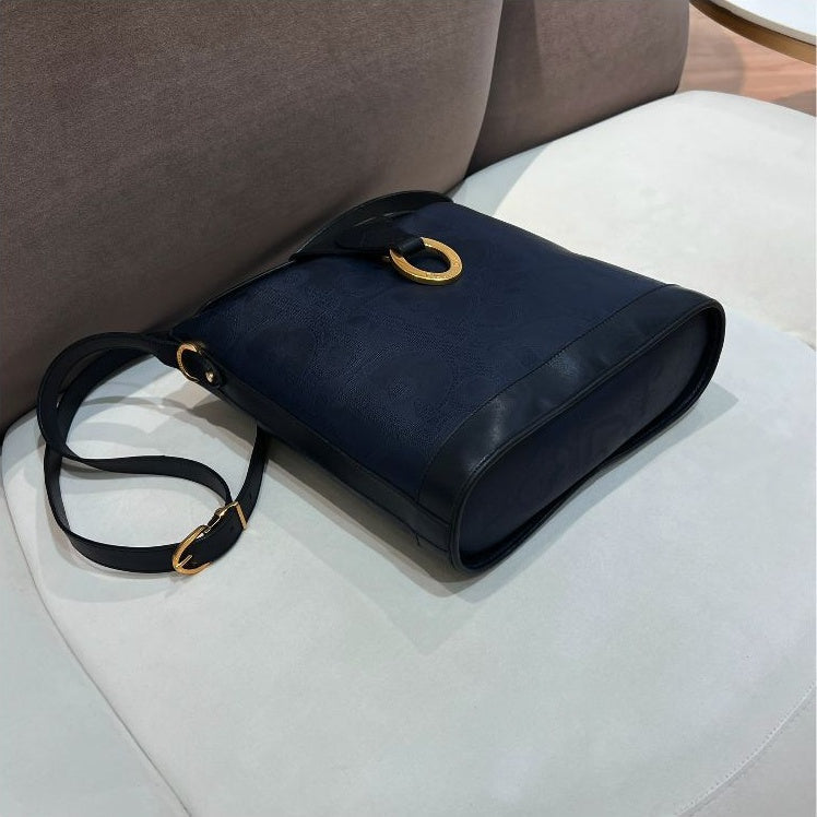 Christian Dior Vintage navy and black gold ring shoulder bag – additional view 07