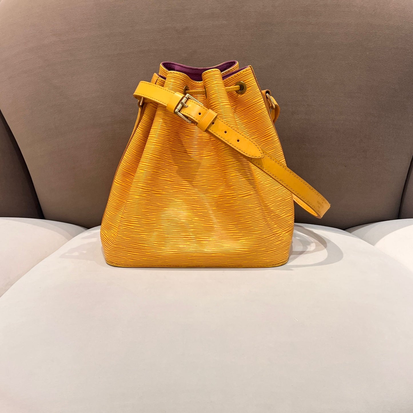 Louis Vuitton Vintage Epi Petit Noe Yellow Leather Shoulder Bag