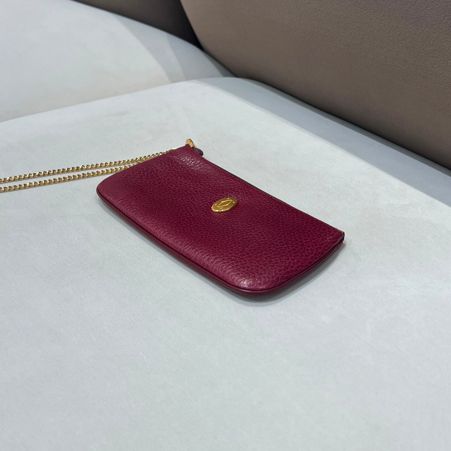 Cartier Vintage Zipped Bordeaux Leather Pouch