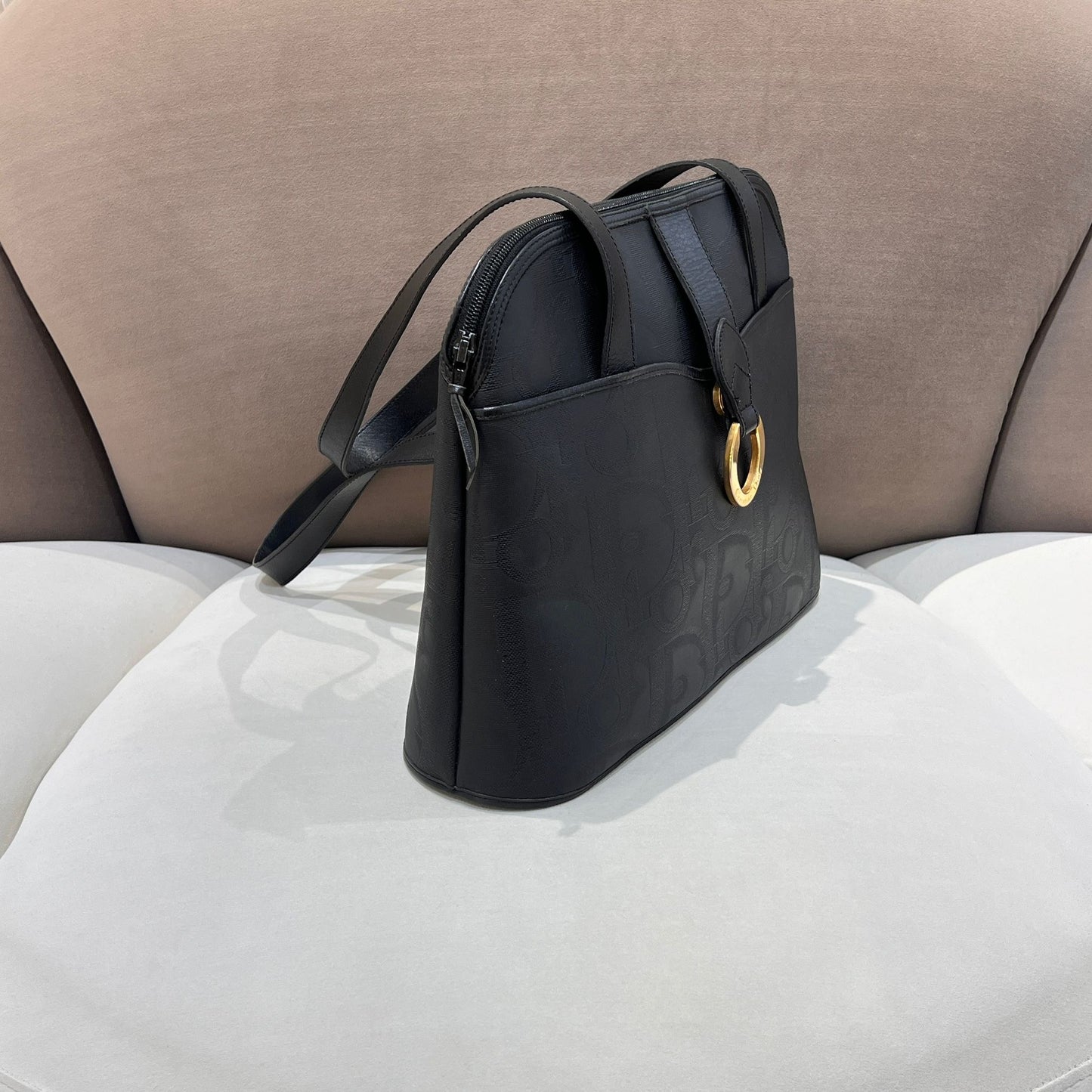 Christian Dior Vintage Black Trotter Pvc Tote Bag