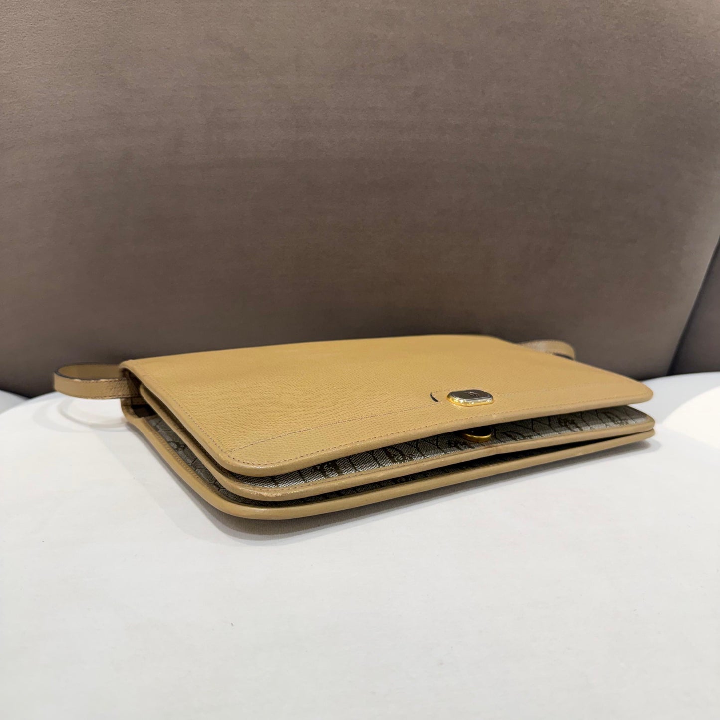 Christian Dior Vintage Beige Leather Envelope Shoulder Bag