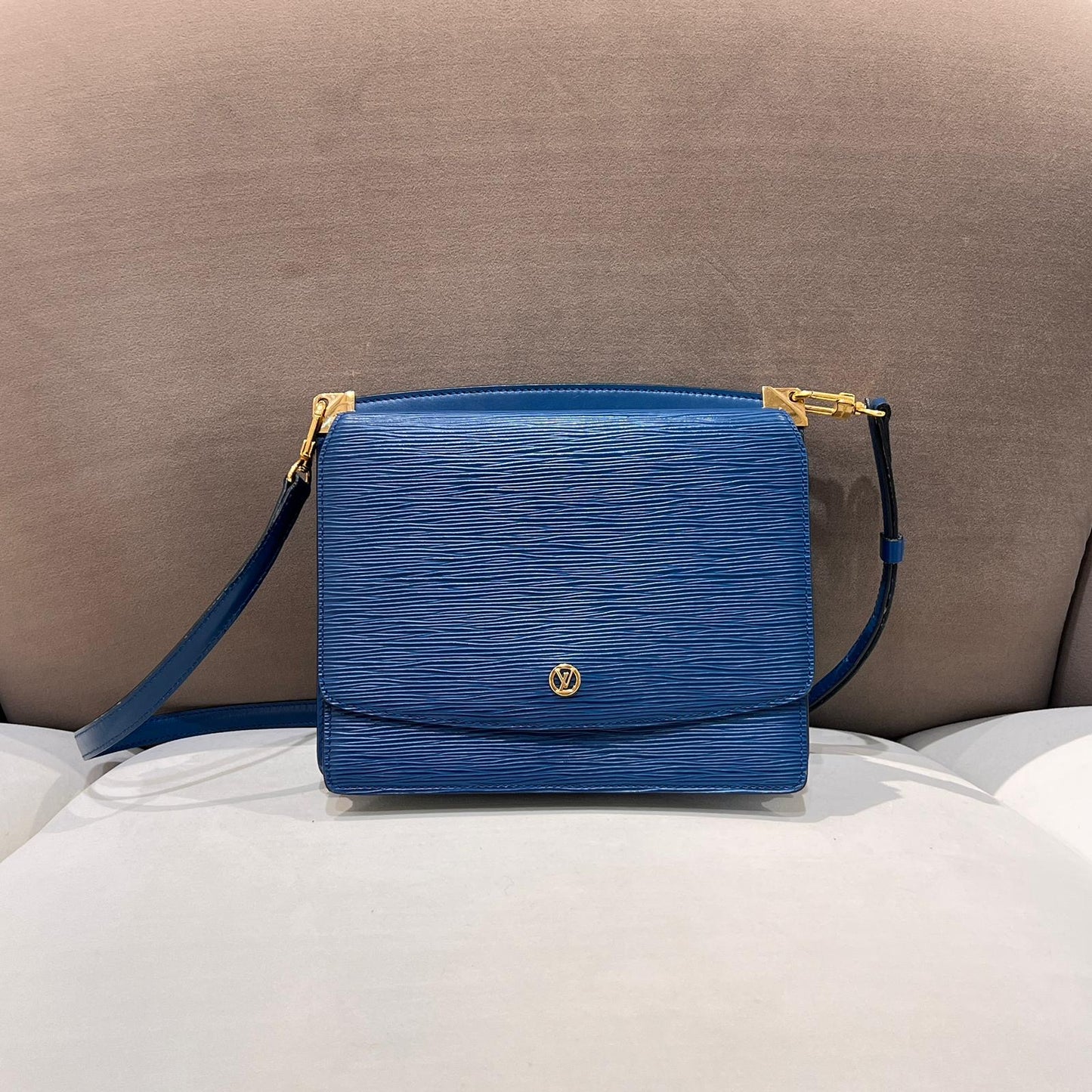 Louis Vuitton Vintage Epi Grenelle Blue Structured Shoulder Bag