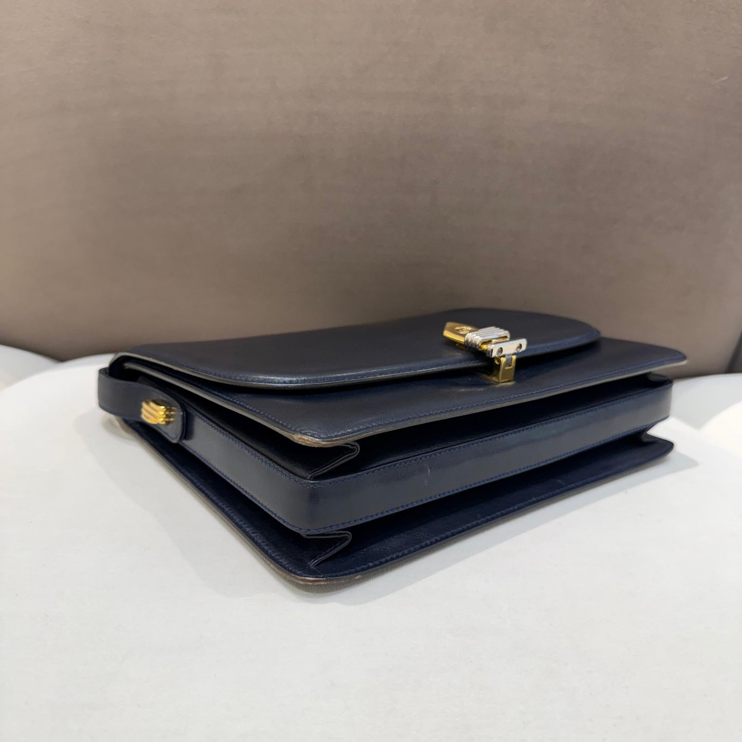 Gucci Vintage Black Leather Flap Slim Shoulder Bag