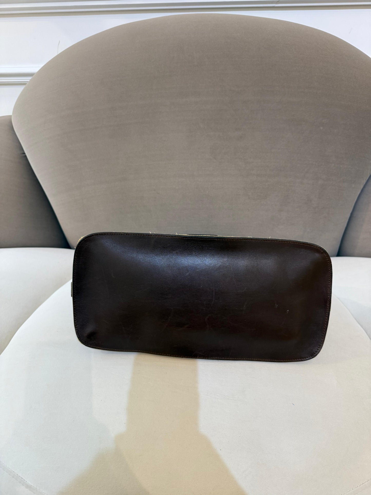 Bottega Veneta Vintage Woven Handle Raffia & Leather Handbag