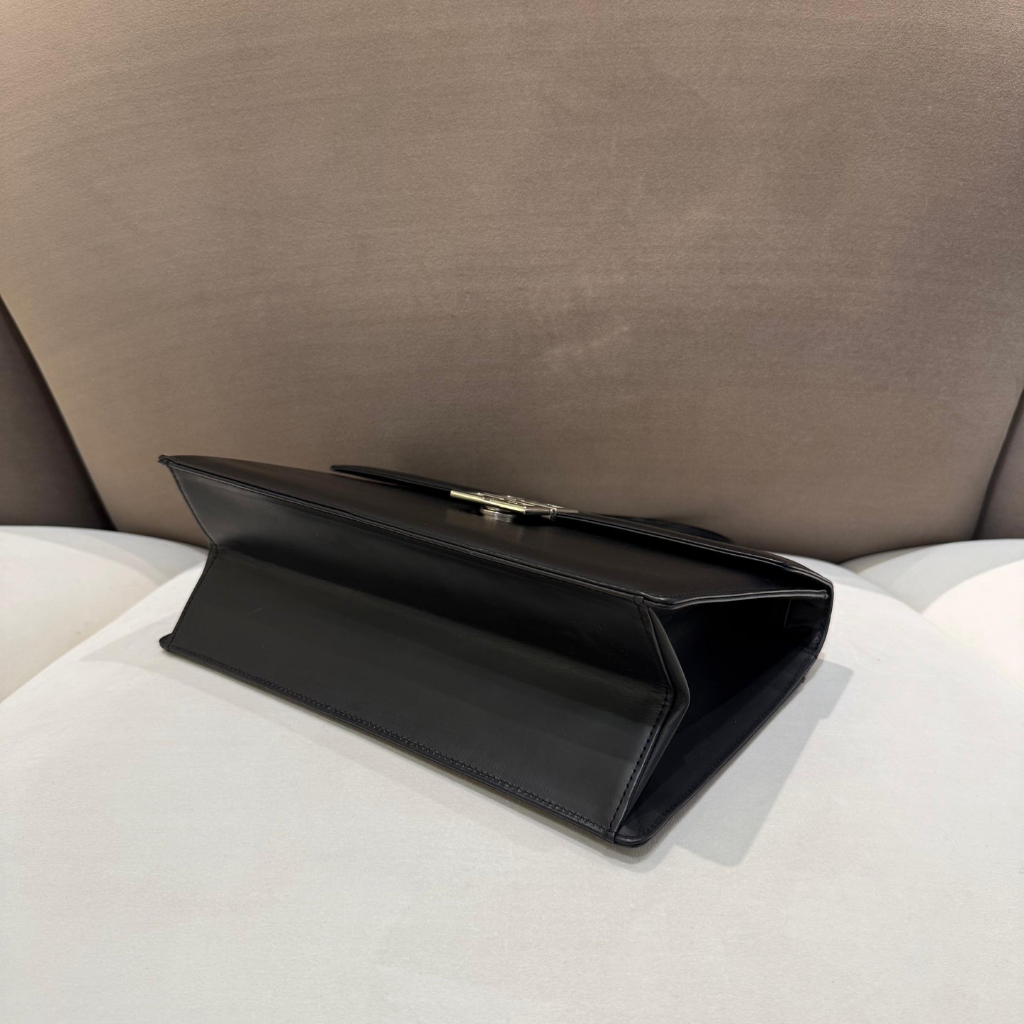 Givenchy Vintage Black Leather 4G Metal Clasp Structured Top Handle Bag