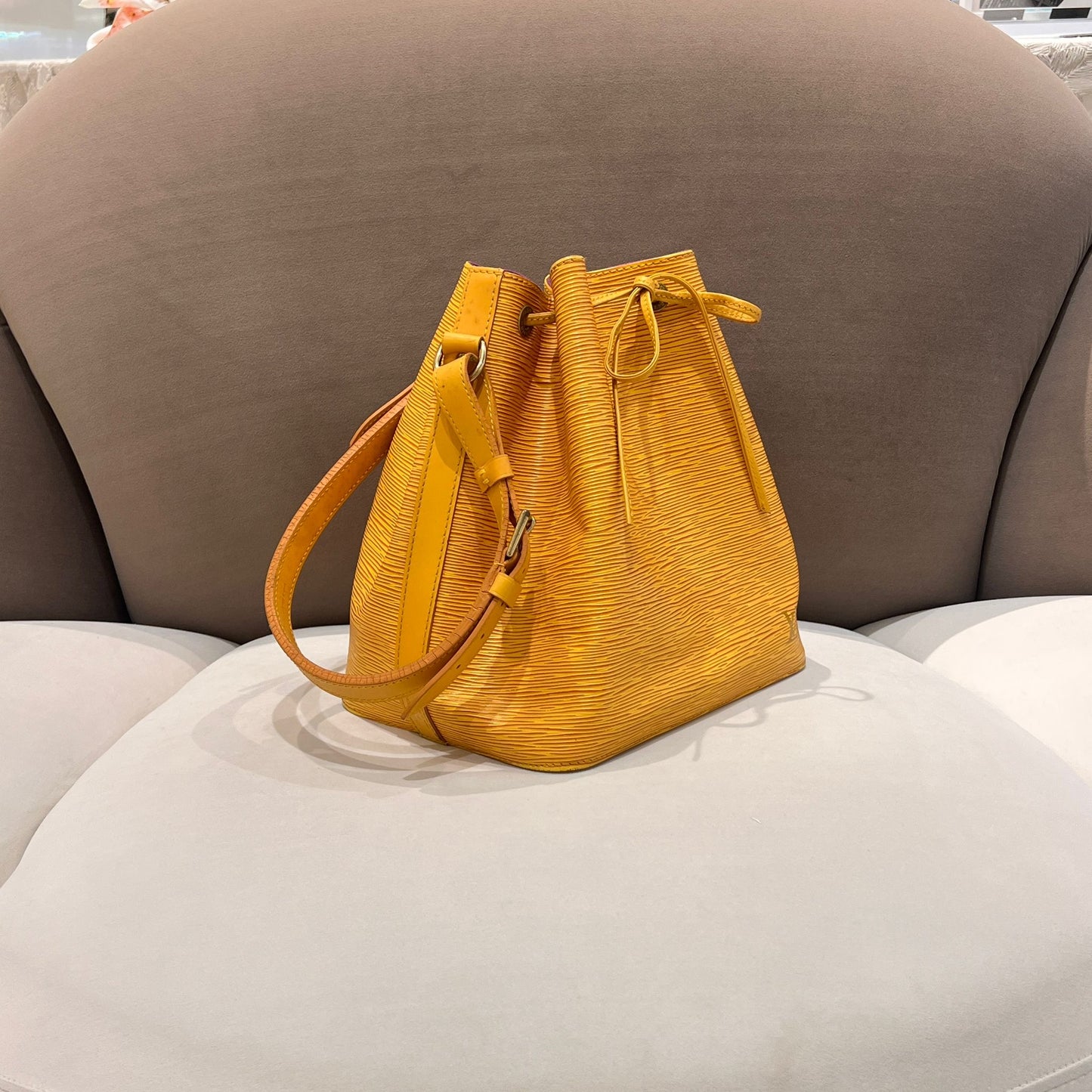 Louis Vuitton Vintage Epi Petit Noe Yellow Leather Shoulder Bag