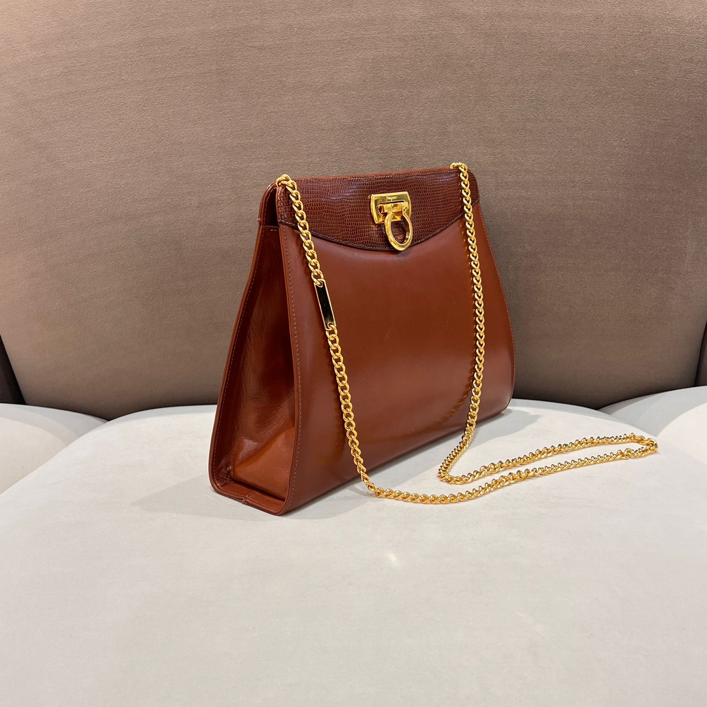 Salvatore Ferragamo Vintage Gancini Leather Chain Shoulder Bag