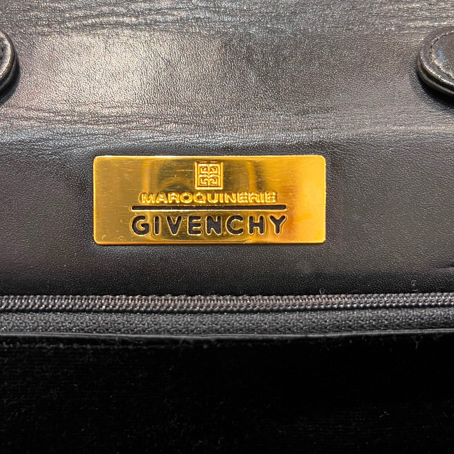 Givenchy Vintage Black Leather Top Handle Handbag