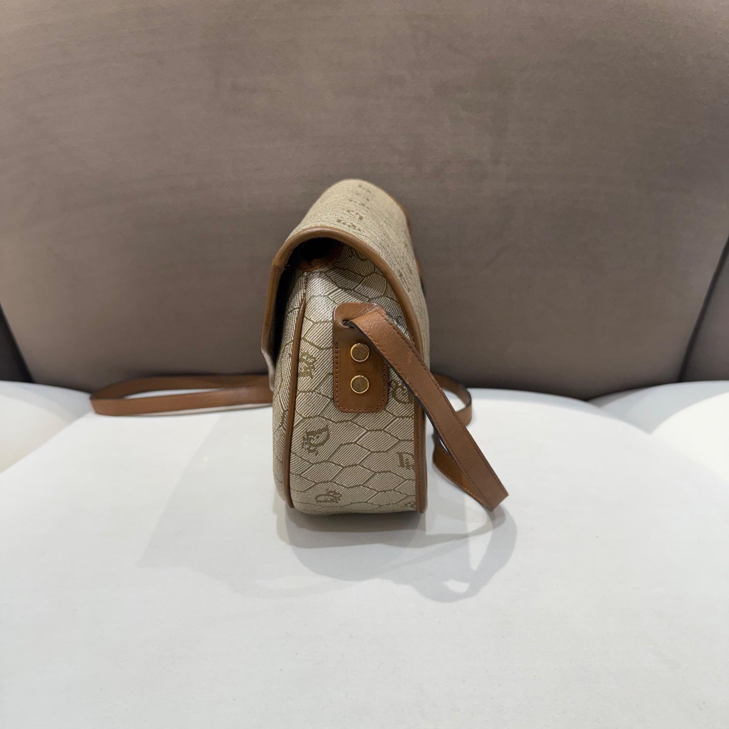 Christian Dior Vintage Brown Monogram Pvc Saddle Shoulder Bag